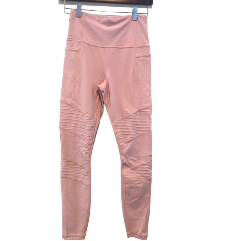ATHLETA INCLINATION MOTO BABY PINK YOGA PICKLEBALL RUNNING GYM TIGHTS LEGGINGS S - Picture 4 of 12